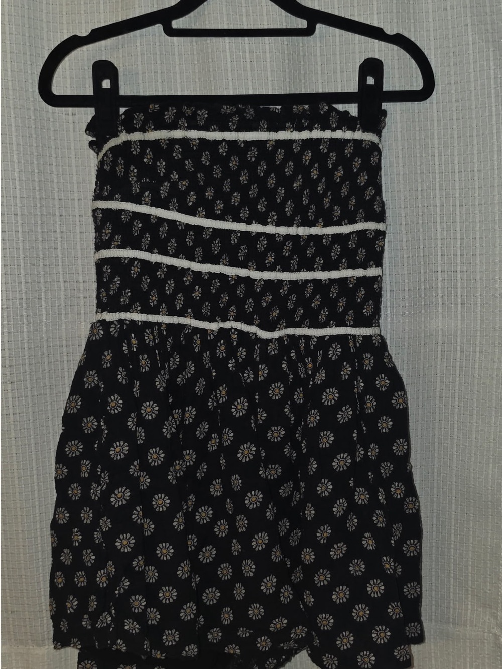 Free people Black Floral Smocked Strapless romper